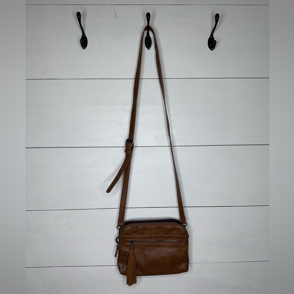 American Eagle Outfitters Tassel Crossbody Bag Brown Burgundy - Picture 2 of 11